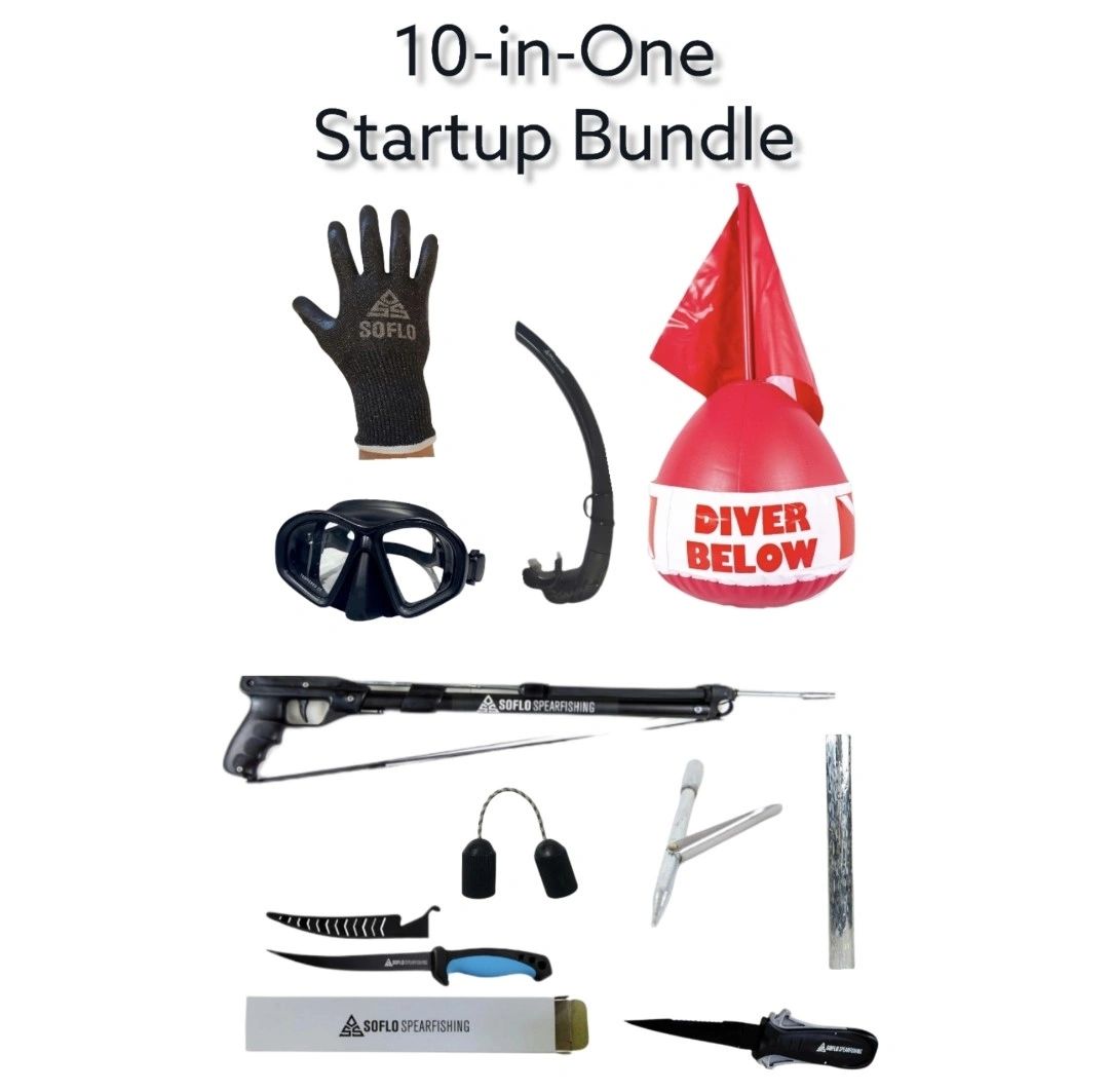 10in1 Spearfishing Startup Kit Speargun, Legal Float & Essential Gear
